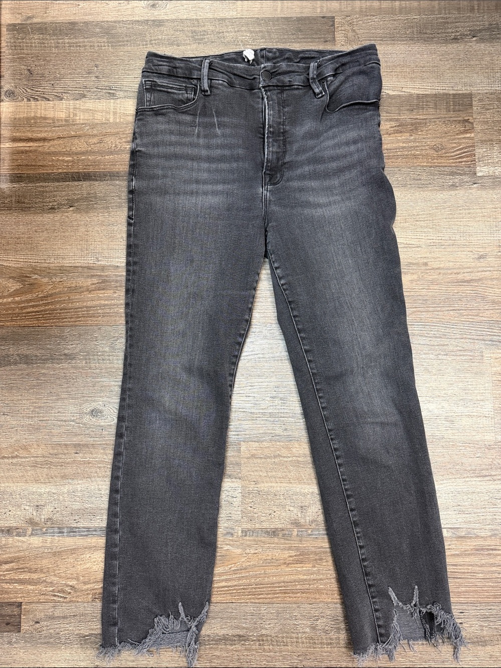 Good American Straight Leg Faded Black High Rise Jeans Size 10/30